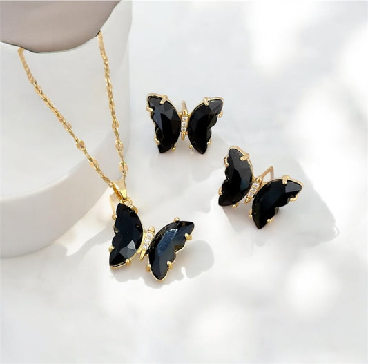 Butterfly set necklace and earrings